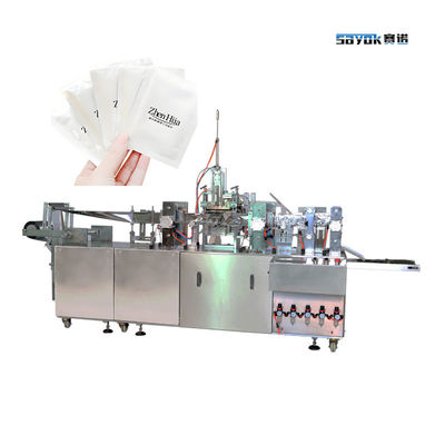 Good price Dose Liquid Filling Small Wet Tissue Lens Wipe Automatic Making Packing Machine online